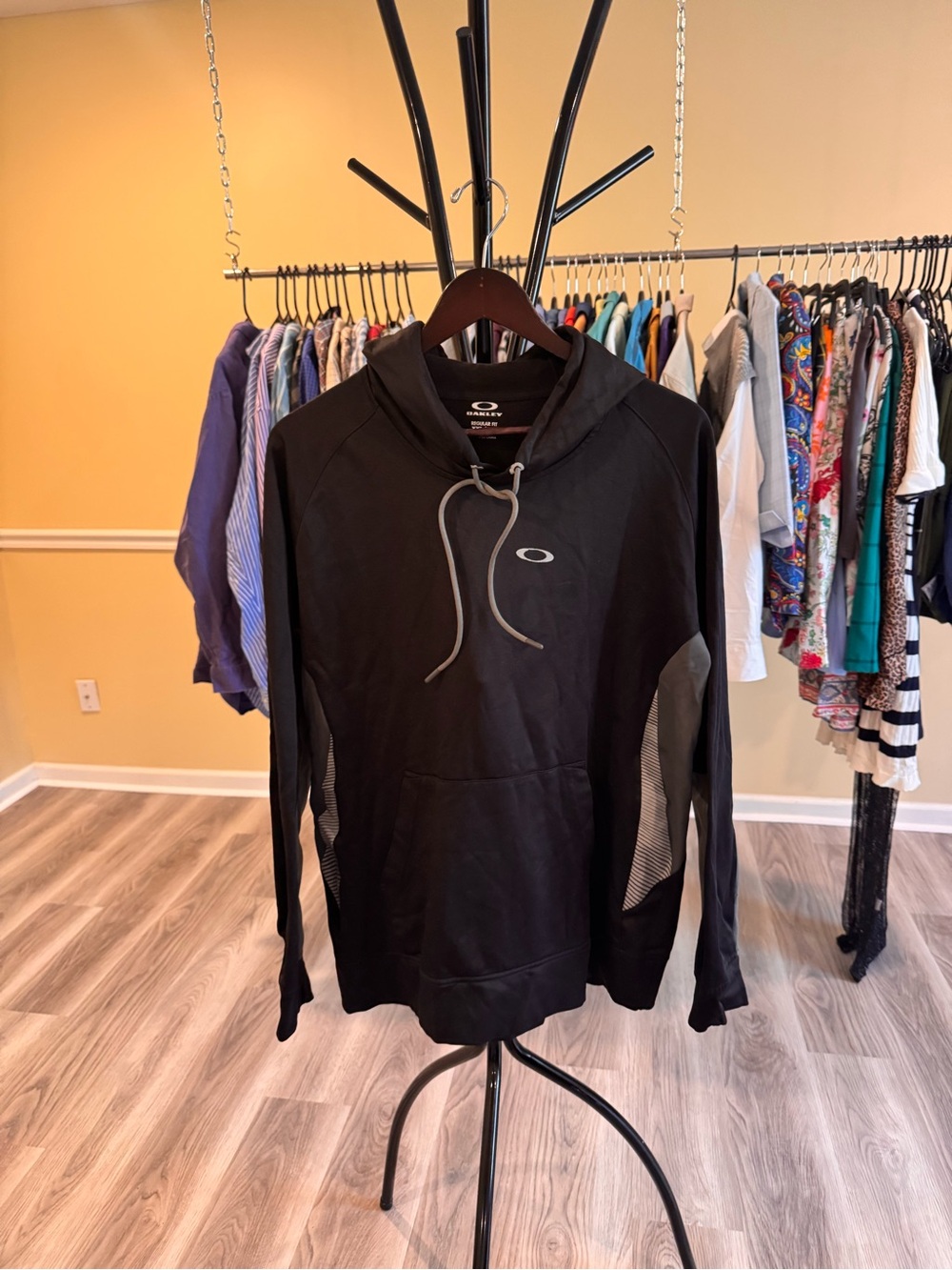 Oakley Men's Black Hooded Pullover with Gray Accents